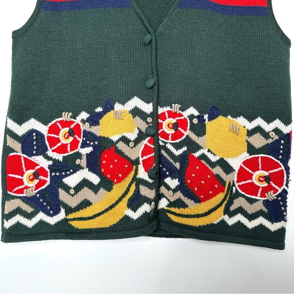 Vintage Boho Cottagecore Wool Blend Sweater Vest Hand Embroidered Kitschy - Picture 3 of 9